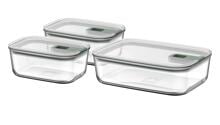 Mepal EasyClip Frischhaltedose-Set aus Glas, 3-teilig, nordic sage