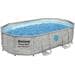 Bestway Power Steel Swim Vista Pool Komplett-Set, oval, inkl. Sandfilteranlage, grau, 488x305x107cm