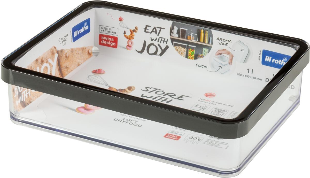 Rotho Loft Premium Vorratsdose, breit, 1l, schwarz