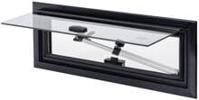Ausstellfenster, Alurahmen, Modell 2000, 460x160mm, schwarz