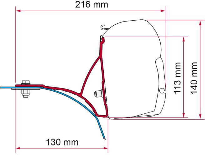 Fiamma F45 Adapter für Fiat Ducato (High Roof H2) ab Bj. 06/2006 mit Roof Rack