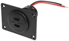 Pro Car Power USB-C Doppelsteckdose, PD/QC EV, ohne LED, mit Montageplatte