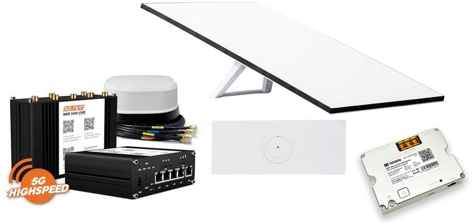 Selfsat Starlink Standard Wohnmobil-Set und Selfsat MWR 556 Router, eSIM, mit Satco Antenne, weiß