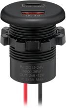 wentronic USB Dualer Einbaucharger, USB-A/USB-C, mit Schnellladetechnik, 12V/24V