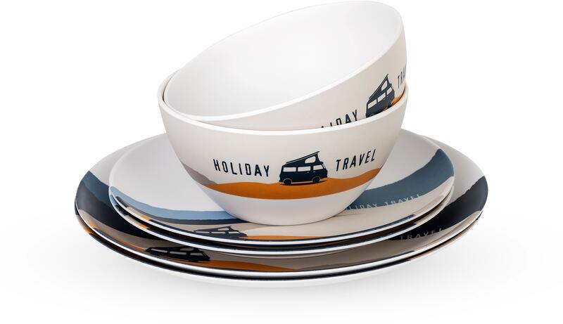 Holiday Travel Spirit Melamin Geschirr-Set, 6-teilig