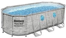 Bestway Power Steel Swim Vista Pool Komplett-Set, oval, inkl. Filterpumpe, grau