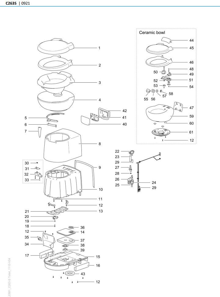 Abdeckung für Bedienelement - Thetford Ersatzteil-Nr. 93403 - für C262/263