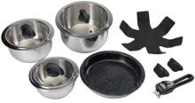B/R/K Click-On Kochset, 10-teilig, silber