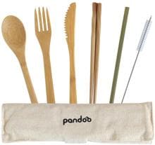 Pandoo Reisebesteck-Set, Bambus, 7-teilig