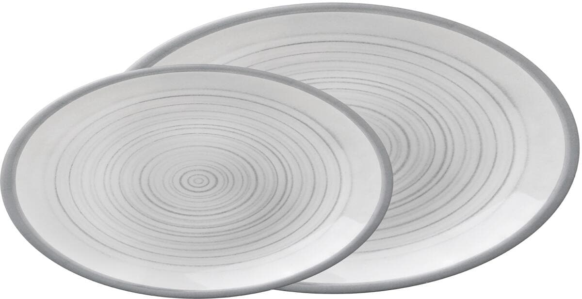 Brunner Serving plate Bellagio Servier-/Aufschnittplattenset, Stonetouch-Melamin, stapelbar, 2-teilig, weiß/grau