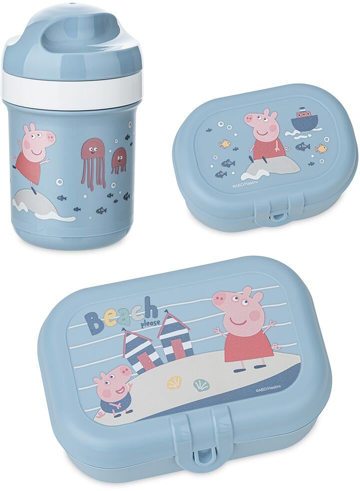 Koziol Lunchbox-Set mit Trinkflasche, 200ml, 3-teilig, Peppa Pig Waves at Home