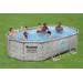 Bestway Power Steel Swim Vista Pool Komplett-Set, oval, inkl. Sandfilteranlage, grau, 488x305x107cm