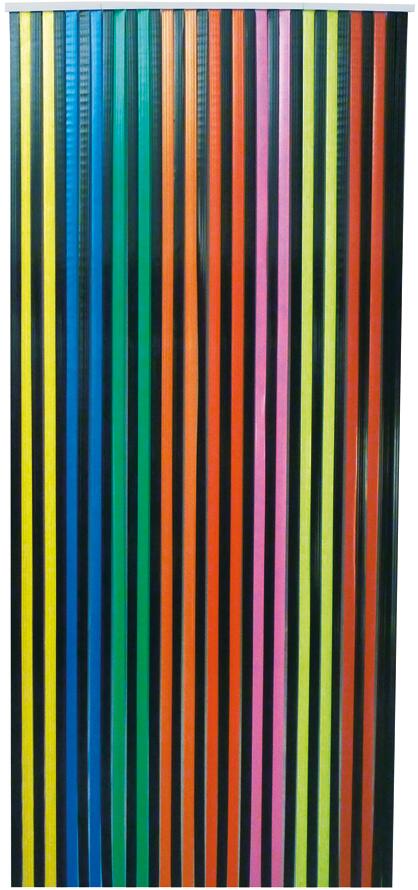 Streifenvorhang, 90x200cm, bunt/schwarz