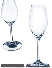 Silwy Champagner Kristallglas mit Magnetuntersetzer, 2er-Set