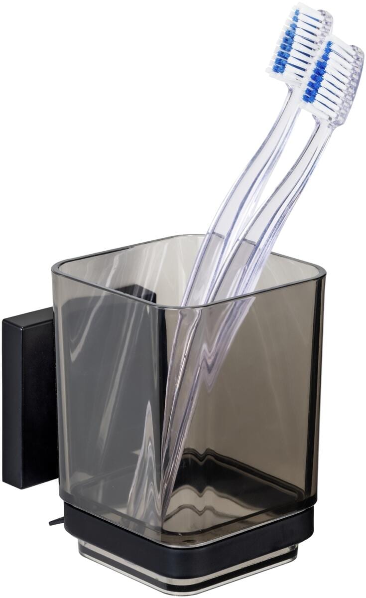WENKO Quadro Vacuum-Loc Zahnputzbecher, schwarz