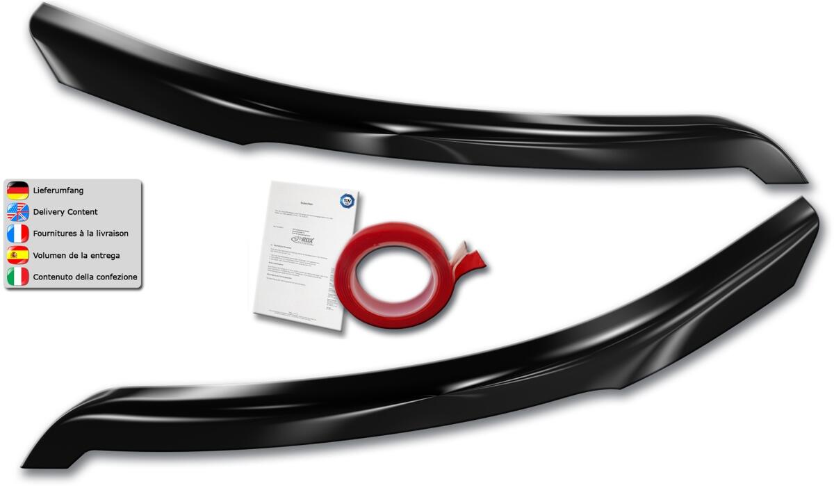 RDX Scheinwerferblenden "Böser Blick" für Ford Transit mit Xenon-Scheinwerfern / schwarzen Halogen-Scheinwerfern, schwarz glänzend