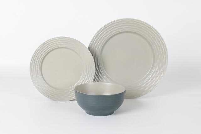 Flamefield Riple Sand Geschirrset, 12-teilig, grau