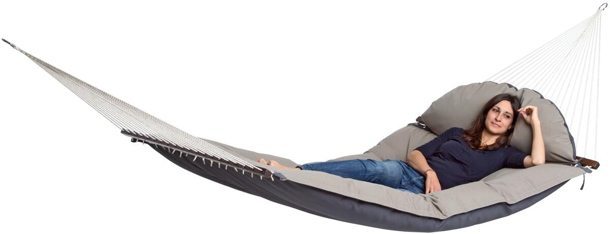 fat hammock hängematte Amazonas Set Polsterhängematte taupe/anthrazit & Holzgestell Olymp bei Camping Wagner Campingzubehör conv:product weight:19.1 lb Size:S (7) Mercedes Racing Gloves -