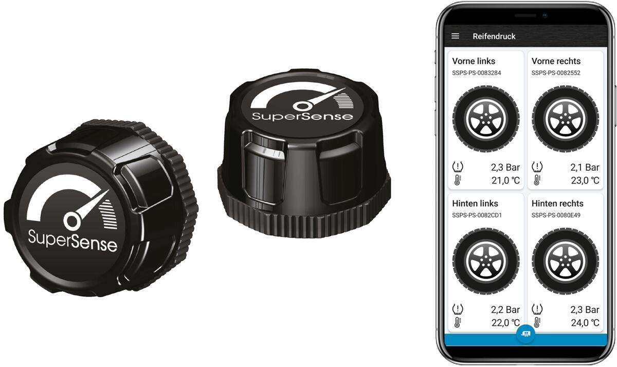 SuperSense TireCheck Reifendrucksensor, 4er-Set