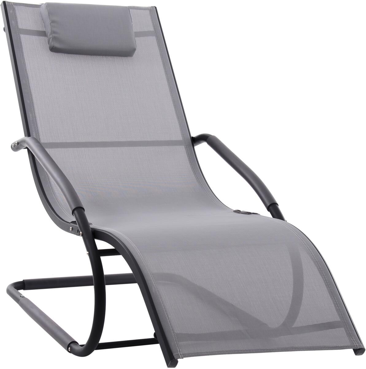 Vivere Wave Aluminium Liegestuhl, grey on matte black bei Camping Wagner Campingzubehör
