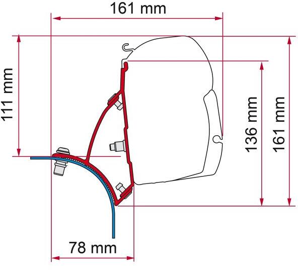 Fiamma F45 Adapter für VW T5/T6 mit Aufstelldach, schwarz