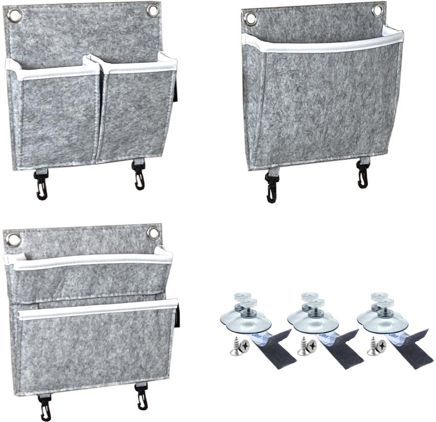 GranHin Wandnachtkästchen Organizer, Gr.S, 3er-Set, grau