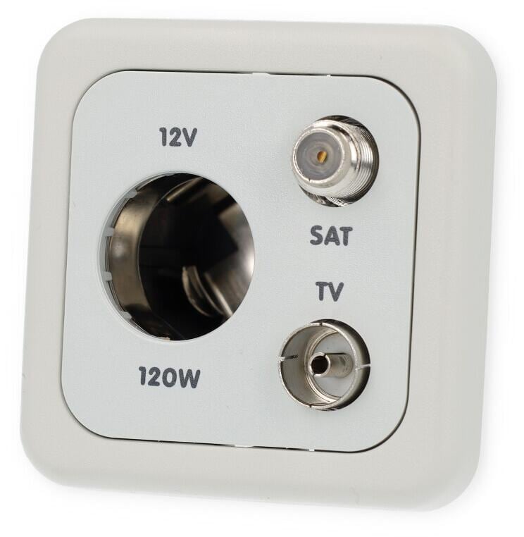 Inprojal System 10.000 Kombisteckdose inklusive Rahmen, 12V-Norm/TV/SAT, grau