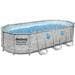 Bestway Power Steel Swim Vista Pool Komplett-Set, oval, inkl. Filterpumpe, grau, 549x274x122cm