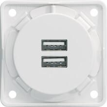 Berker Integro Flow/Pure Doppel USB-Ladesteckdose, 230V, polarweiß
