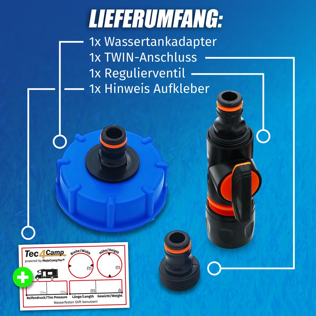 MaJoCompTec® WATERTWIN Adapter für Tankdeckel IG60 Grobgewinde, mit ...