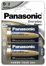 Panasonic Alkaline Batterie, D, 1,5V, 2er-Pack