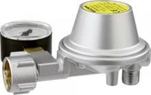 GOK Caramatic BasicOne Gasdruckregler mit Manometer, 0,8 kg/h, 30mbar, Abgang 90° (Einsatz: RM+Caravan)