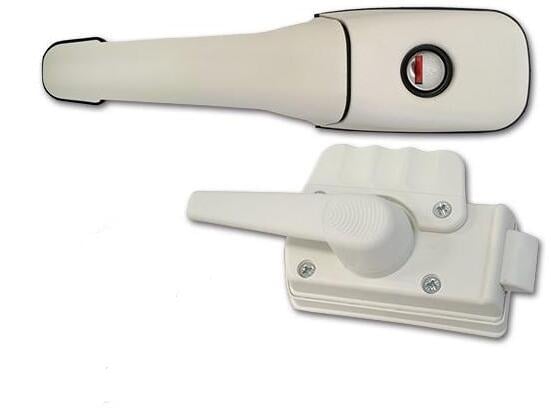 ZADI Roulotte Caravan Türgriff, System STS & ZADI, rechts, komplett, ohne Zylinder, weiß
