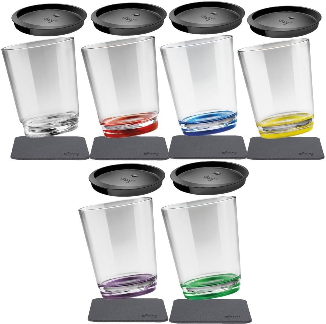 silwy Magnet Trinkbecher, Kunststoff, 6er Set, 250ml, multicolor