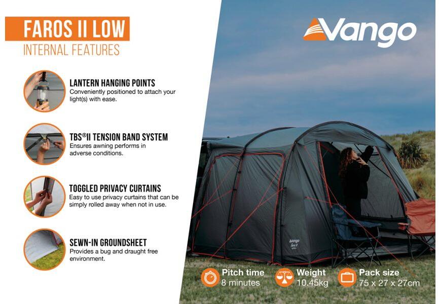 Vango Vorzelt Busvorzelt Faros 2 Low Vor Zelt Van, SUV VW Bus Caravan  Camping Freistehend