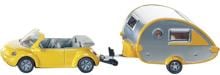 SIKU VW-Beetle Cabrio mit Tabbert Wohnwagen Spielzeugauto