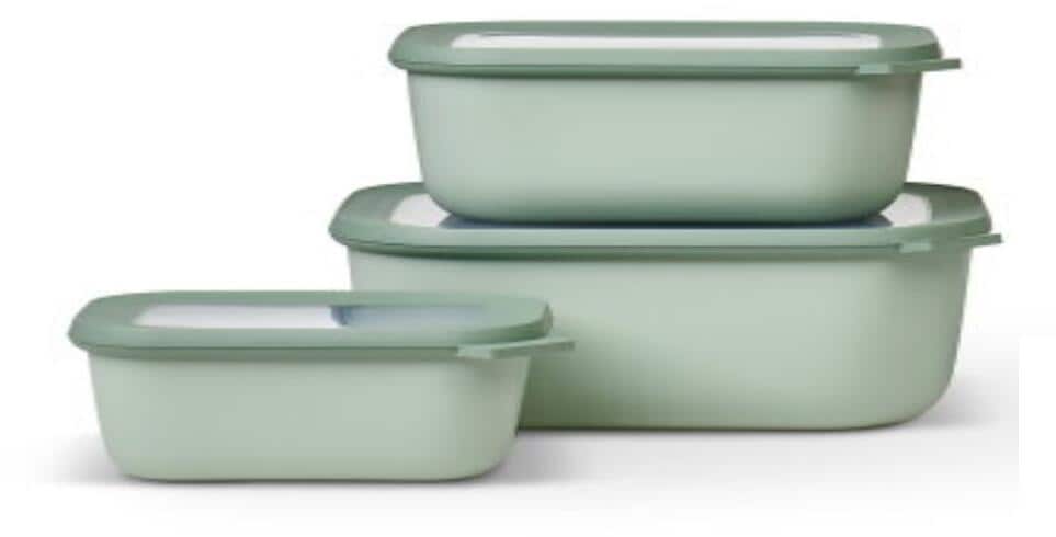 Mepal Cirqula Multischüssel-Set, rechteckig, 3-teilig, flach, nordic sage