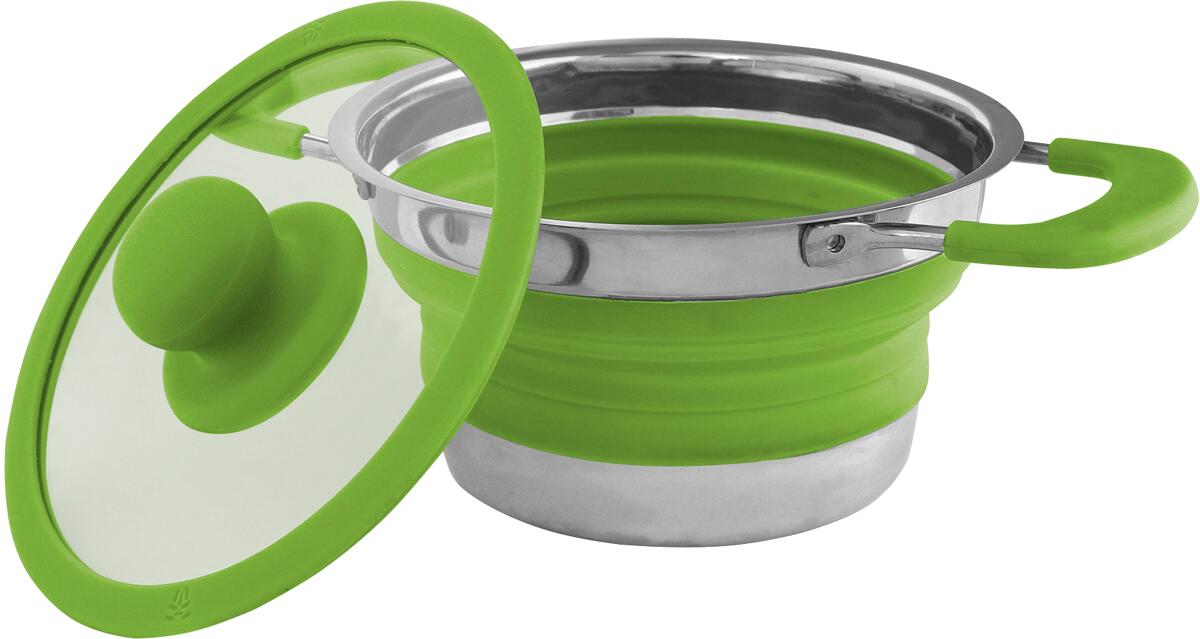 Eurotrail faltbare Pfanne mit Deckel, faltbar, grün, Größe S, 1 L