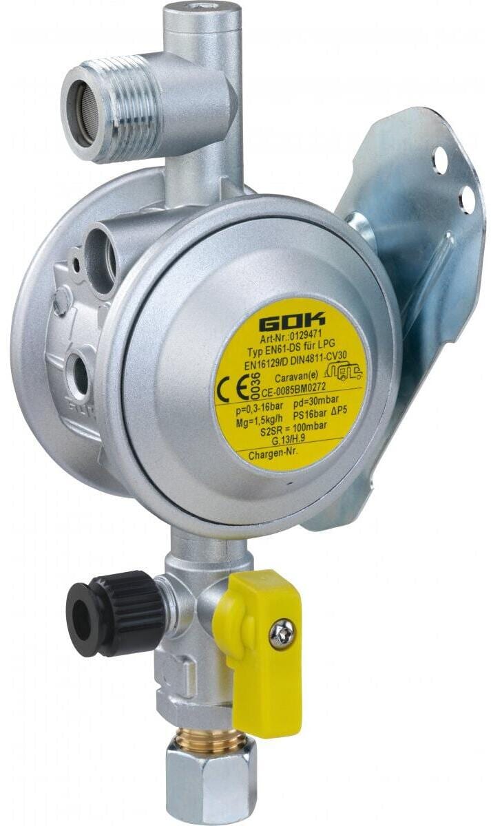 GOK Caramatic BasicOne Gasdruckregler mit Prüfeinrichtung, ohne Manometer, RVS10, 1,5kg/h, 30mbar