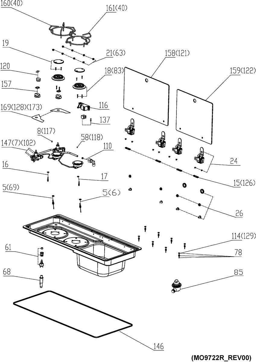Schalter, rund - Dometic Ersatzteil Nr. 4453001424 - für elektr. Zündung zu Dometic-Kochern und Kombinationen