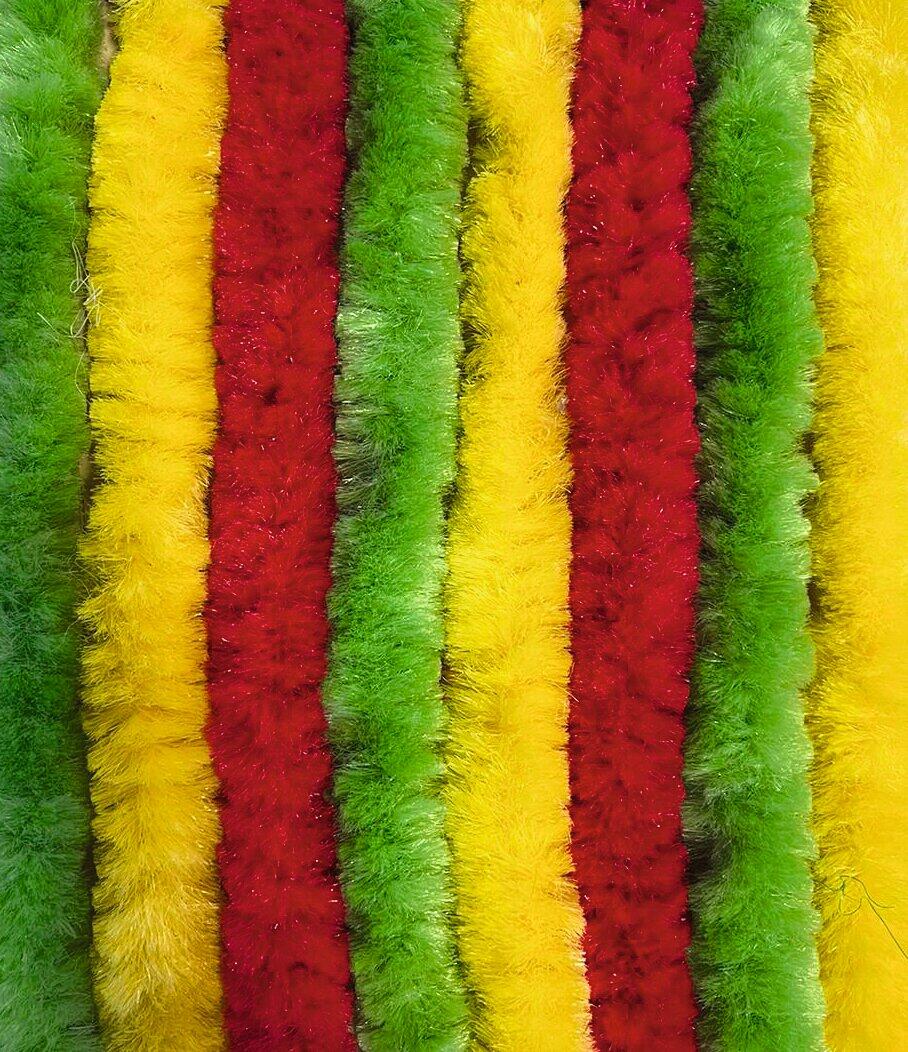 Arisol Chenille Flauschvorhang, grün/gelb/rot, 200x100cm