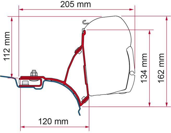 Fiamma F45 Adapter für VW T5/T6 Transporter Multivan ohne C-Schiene, UK-Version