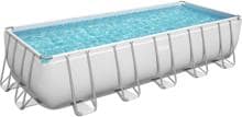 Bestway Power Steel Frame Pool Komplett-Set, rechteckig, inkl. Sandfilterpumpe, hellgrau, 640x274x132cm