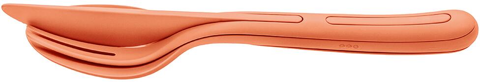 Koziol Klikk Pocket Besteckset, 3-teilig, strong coral