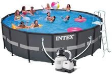 Intex Ultra XTR Frame Pool Komplett-Set, rund, inkl. Sandfilterpumpe, grau, 610x122cm