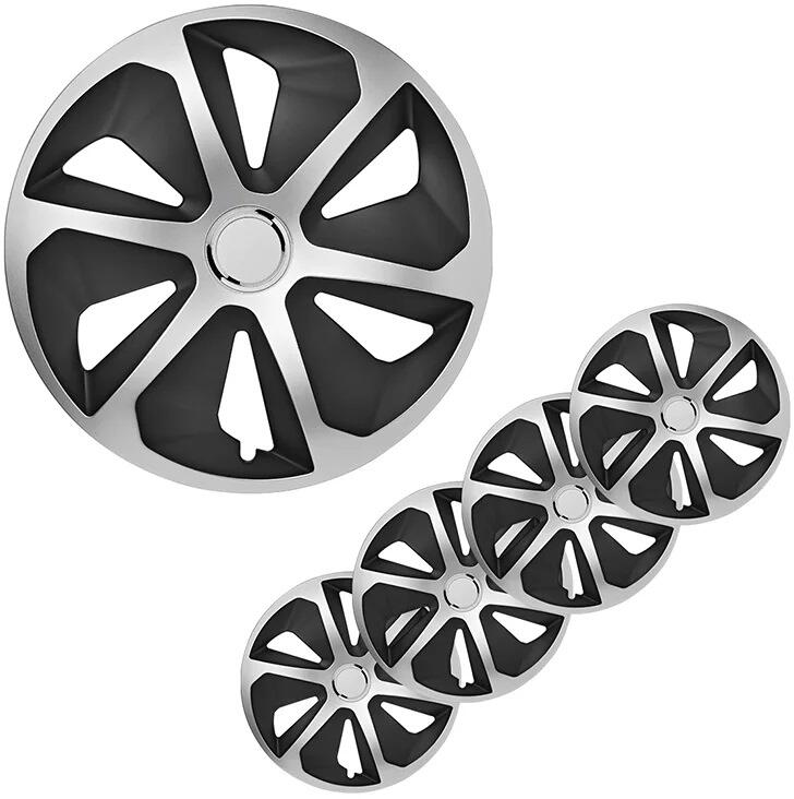 Pro Plus Roco Radblenden Set, 4 Stück, 15 zoll, silber/schwarz