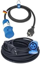 AS Schwabe Adapterkabel Schuko/CEE, schwarz/blau, 230 V, 16 A