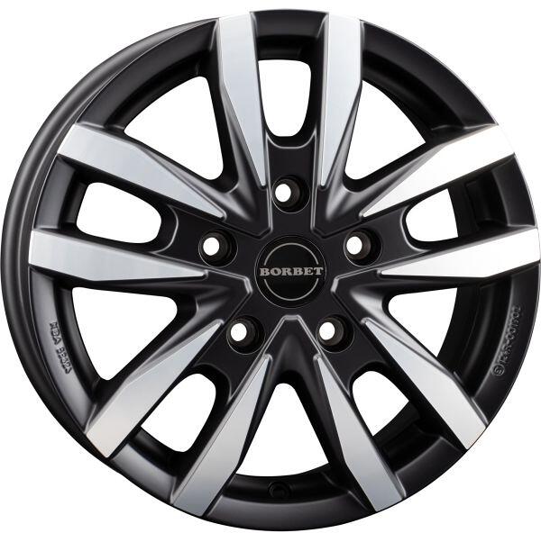BORBET CW5 Aluminiumfelge, 6,5 x 16", für MAN TGE, VW Crafter ab Baujahr 2017, black polished matt