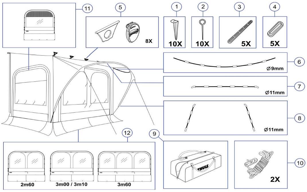 Baldachin-Gestänge, Dachbogen 3,6m Gr. L/XL - Thule Ersatzteil Nr. 1500602789 - passend zu Thule QuickFit