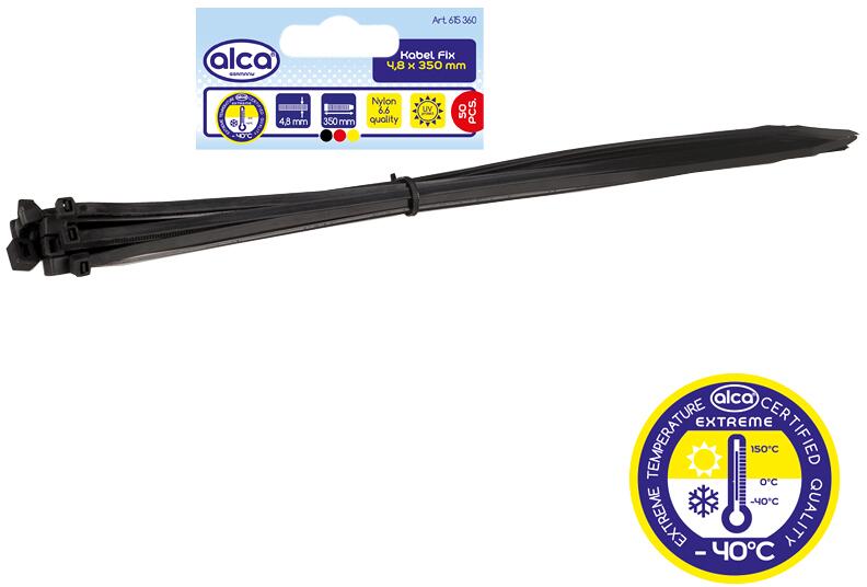 Alca Kabel Fix Kabelbinder, 4,8x350mm, 50er-Pack, schwarz